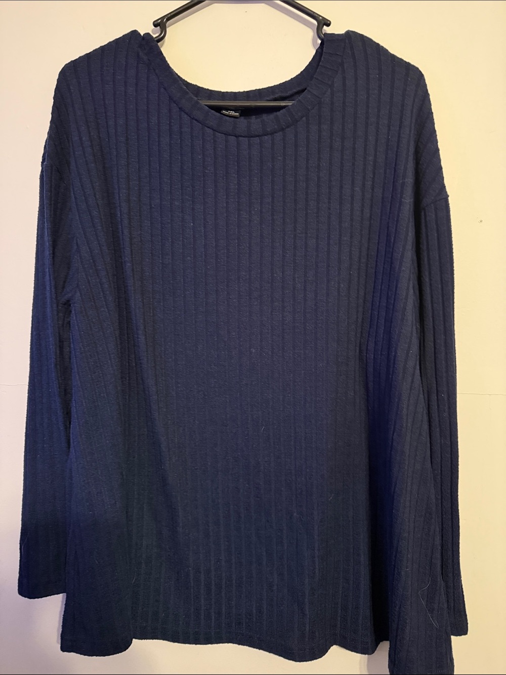 SHEIN Navy Ribbed Long Sleeve Tee